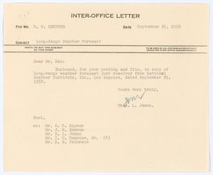[Letter from T. L. James to D. W. Kempner, September 29, 1952]