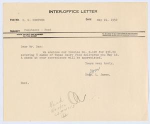 [Letter from T. L. James to D. W. Kempner, May 21, 1952]