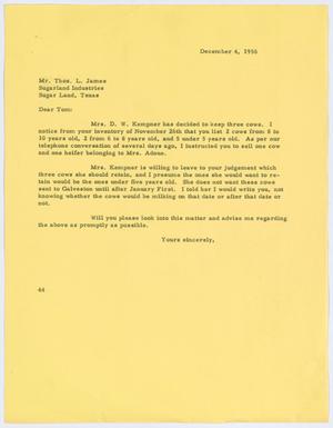[Letter from A. H. Blackshear, Jr., to Thos. L. James, December 4, 1956]
