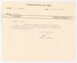 [Letter from T. L. James to D. W. Kempner, November 7, 1952]