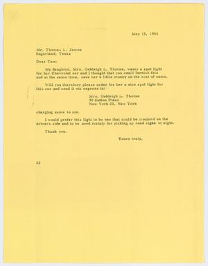[Letter from D. W. Kempner to Thomas L. James, May 15, 1956]