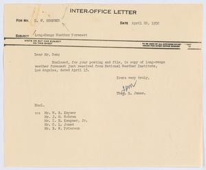 [Letter from T. L. James to D. W. Kempner, April 22, 1952]
