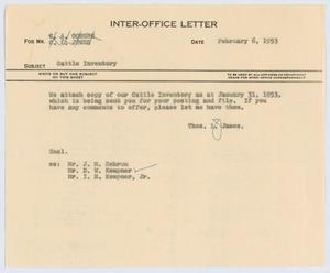 [Letter from T. L. James to C. A. Coburn and Capt. C. L. Jones, February 6, 1953]