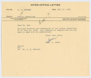 [Letter from T. L. James to D. W. Kempner, July 17, 1956]