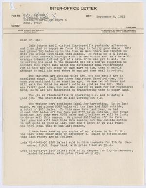 [Letter from Thos. L. James to D. W. Kempner, September 5, 1952]