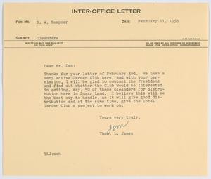 [Letter from T. L. James to D. W. Kempner, February 11, 1955]