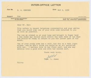[Letter from T. L. James to D. W. Kempner, May 2, 1956]