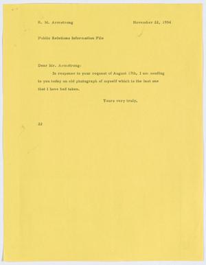 [Letter from Daniel Webster Kempner to Robert Markle Armstrong, November 22, 1954]