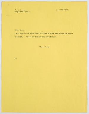[Letter from D. W. Kempner to T. L. James, April 18, 1955]
