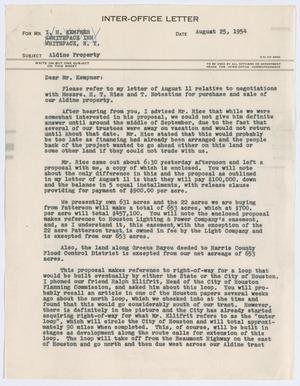 [Letter from T. L. James to Isaac H. Kempner, August 25, 1954]