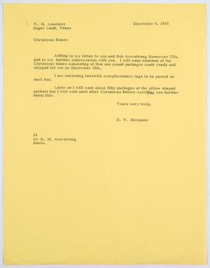[Letter from D. W. Kempner to W. H. Louviere, December 6, 1955]