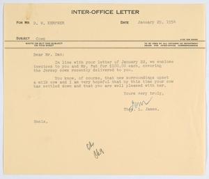 [Letter from T. L. James to D. W. Kempner, January 29, 1954]