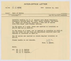 [Letter from T. L. James to G. A. Stirl, October 15, 1953]