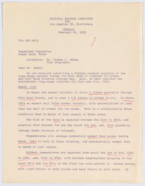 [Letter from William H. Rempel to Thomas L. James, February 24, 1953]