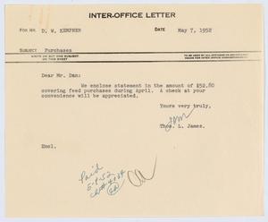 [Letter from T. L. James to D. W. Kempner, May 7, 1952]