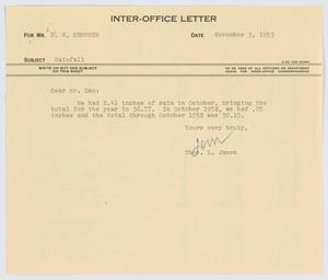[Letter from T. L. James to D. W. Kempner, November 3, 1953]