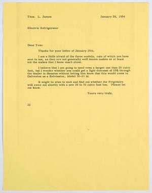 [Letter from D. W. Kempner to T. L. James, January 26, 1954]
