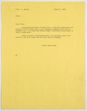 [Letter from D. W. Kempner to T. L. James, June 27, 1955]