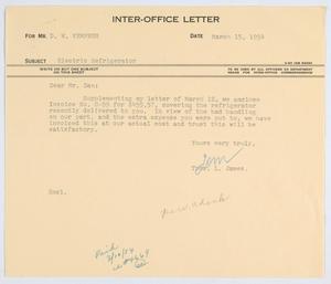 [Letter from T. L. James to D. W. Kempner, March 15, 1954]