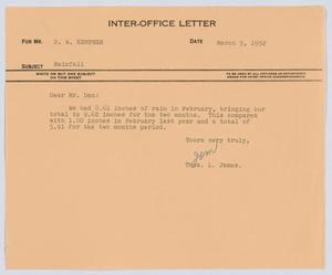 [Letter from T. L. James to D. W. Kempner, March 5, 1952]