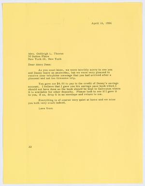 [Letter from D. W. Kempner to Mary Jean, April 16, 1956]