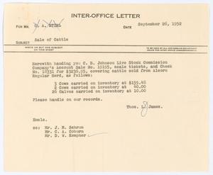 [Letter from T. L. James to G. A. Stirl, September 26, 1952]