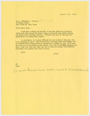 [Letter from D. W. Kempner to Mary Jean, April 18, 1956]