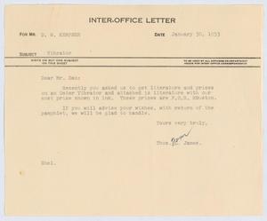 [Letter from T. L. James to D. W. Kempner, January 30, 1953]