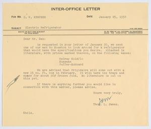 [Letter from T. L. James to D. W. Kempner, January 25, 1954]