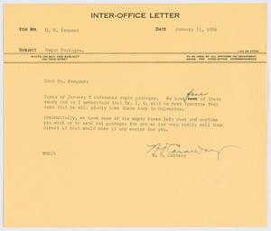 [Letter from W. O. Caraway to D. W. Kempner, January 11, 1956]