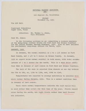 [Letter from William H. Rempel to T. L. James, December 21, 1951]