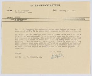 [Letter from E. O. Wood to D. W. Kempner, January 22, 1952]