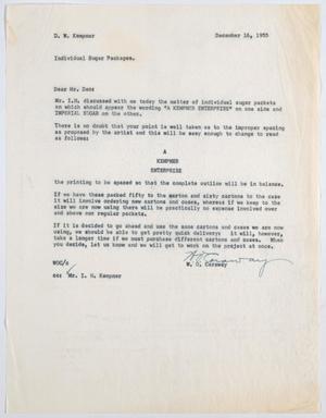 [Letter from W. O. Caraway to D. W. Kempner, December 16, 1955]