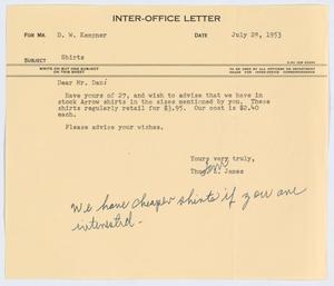 [Inter-Office Letter from T. L. James to D. W. Kempner, July 28, 1953]