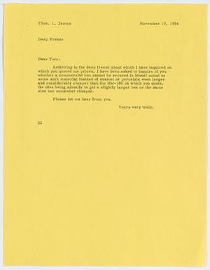 [Letter from D. W. Kempner to T. L. James, November 19, 1954]