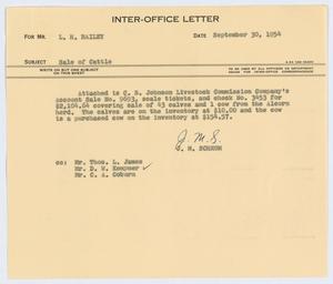[Letter from J. M. Schrum to L. H. Bailey, September 30, 1954]