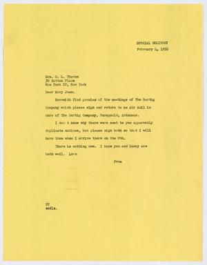 Primary view of object titled '[Letter from D. W. Kempner to Mary Jean, February 4, 1956]'.