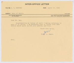 [Letter from T. L. James to D. W. Kempner, April 14, 1953]