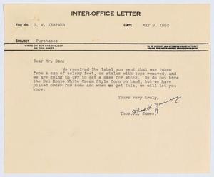 [Letter from T. L. James to D. W. Kempner, May 9, 1952]