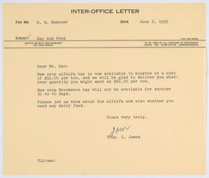 [Letter from T. L. James to D. W. Kempner, June 8, 1955]