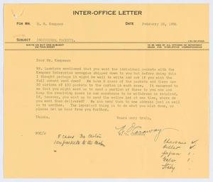 [Letter from W. O. Caraway to D. W. Kempner, February 28, 1956]