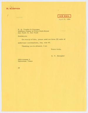 [Letter from D. W. Kempner to F. R. Tirpler & Company, April 9, 1956]