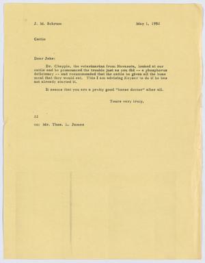 [Letter from D. W. Kempner to J. M. Schrum, May 1, 1952]
