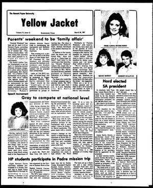 The Howard Payne University Yellow Jacket (Brownwood, Tex.), Vol. 74, No. 21, Ed. 1, Thursday, March 26, 1987