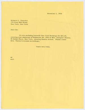 [Letter from A. H. Blackshear, Jr., to Richard C. Knoeckel, November 1, 1956]