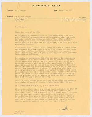 [Letter from I. H. Kempner, Jr. to D. W. Kempner, July 17, 1953]
