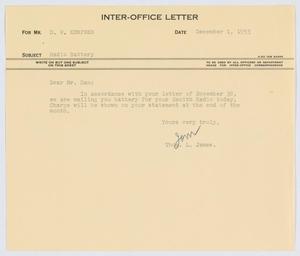 [Letter from T. L. James to D. W. Kempner, December 1, 1953]