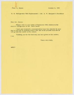 [Letter from M. J. Sullivan to T. L. James, October 6, 1953]