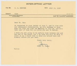 [Letter from T. L. James to D. W. Kempner, July 10, 1956]
