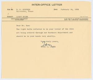 [Letter from T. L. James to D. W. Kempner, February 24, 1956]